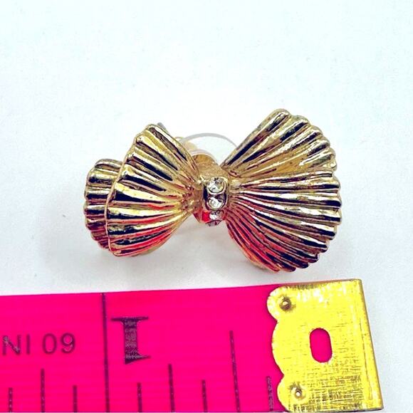 Lilly Pulitzer Gold Metallic Bow Tie Earrings Stud Casual XXLilly Preppy Jewelry - Picture 5 of 6